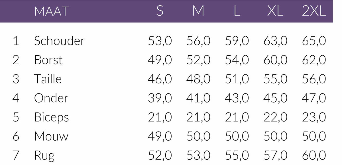 Maattabel Kimara Vest Bobby | Tall