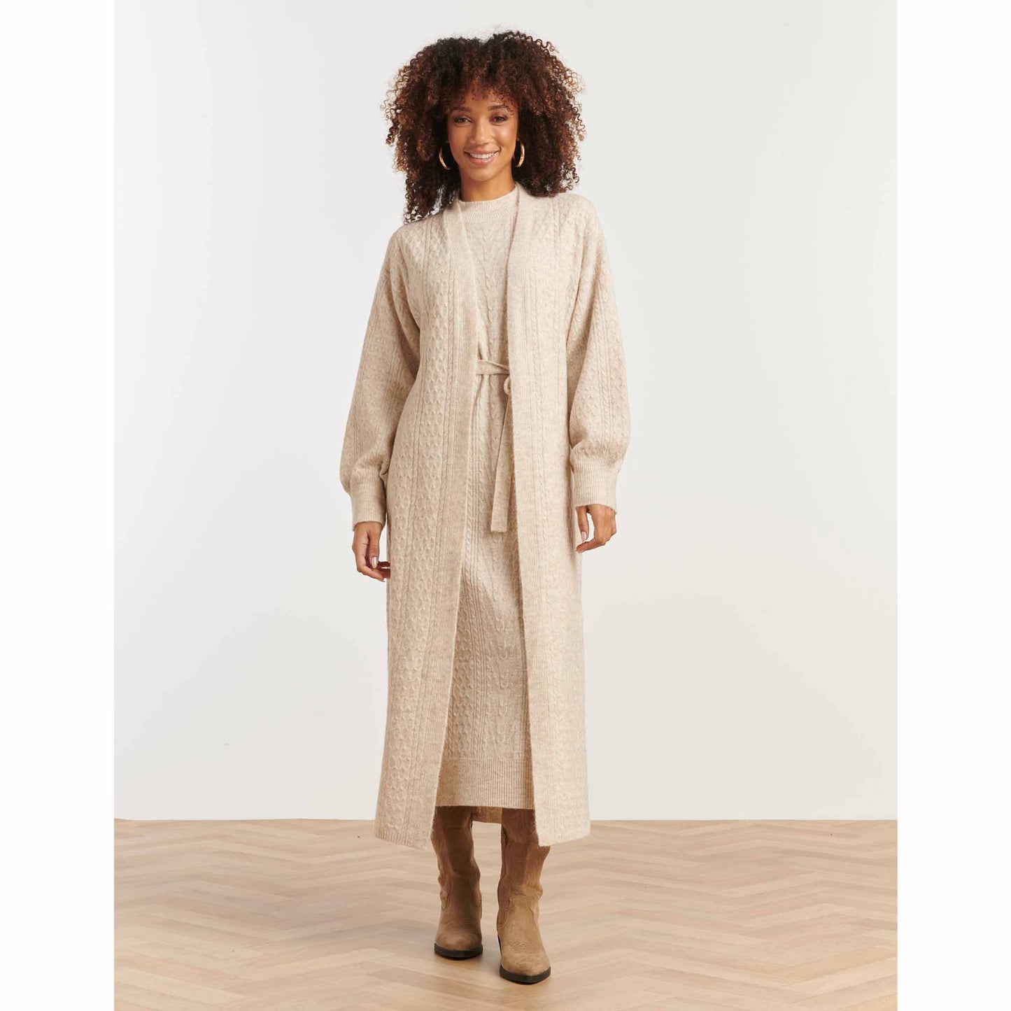 Smashed Lemon Vest Gebreid Zand | Tall