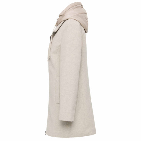 Manisa Jas Wol Lichtbeige, kleding voor lange vrouwen, zijaanzicht
